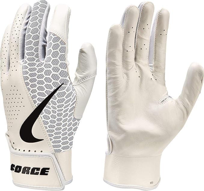 Nike Force Edge Baseball Batting Gloves - Mens - White (1 Pair) (Large) - Renee Lane Company