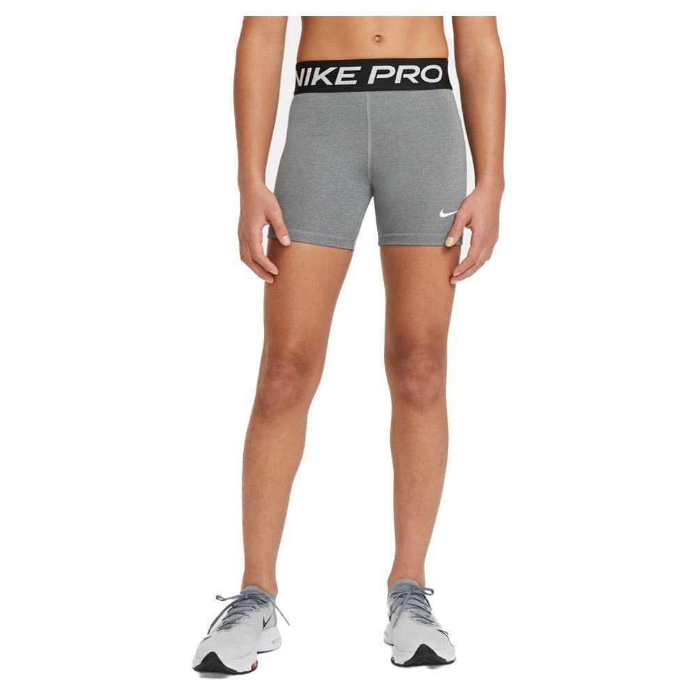 Nike Girls NP Dri-Fit 3" Shorts L Carbon Heather | White - Renee Lane Company