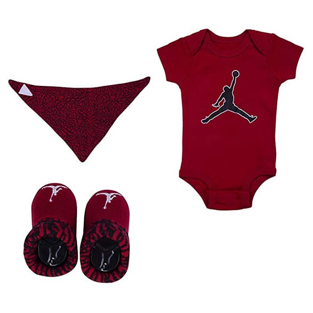 Nike Jordan Baby 3-Piece Set (Red/Black Bandana Bib Set 0-6 Months) - Renee Lane Company