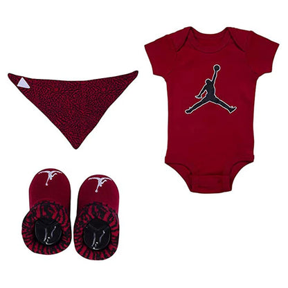Nike Jordan Baby 3-Piece Set (Red/Black Bandana Bib Set 0-6 Months) - Renee Lane Company