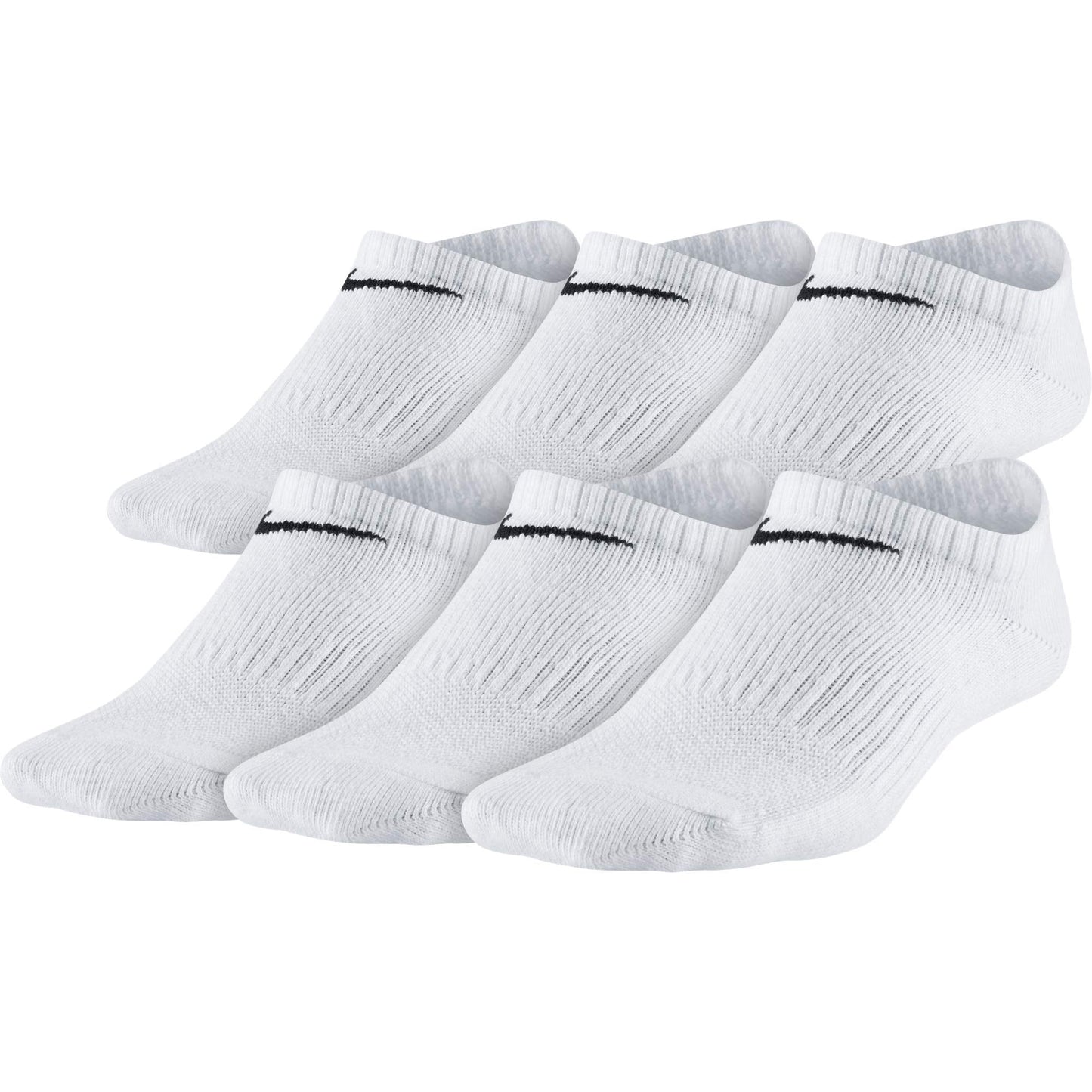 Nike Kids Everyday Lightweight No-Show Socks (6 Pairs) White/Black Medium - Renee Lane Company