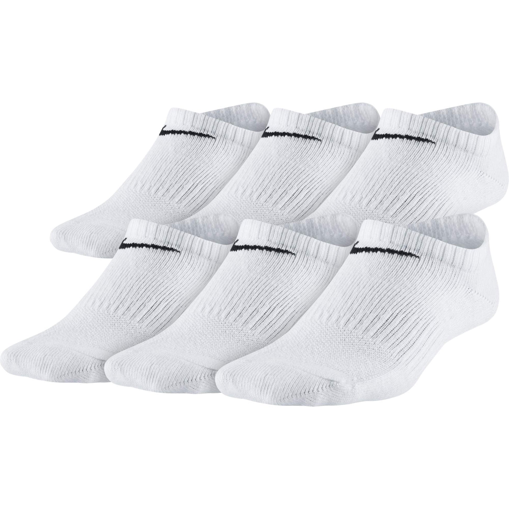 Nike Kids Everyday Lightweight No-Show Socks (6 Pairs) White/Black Medium - Renee Lane Company