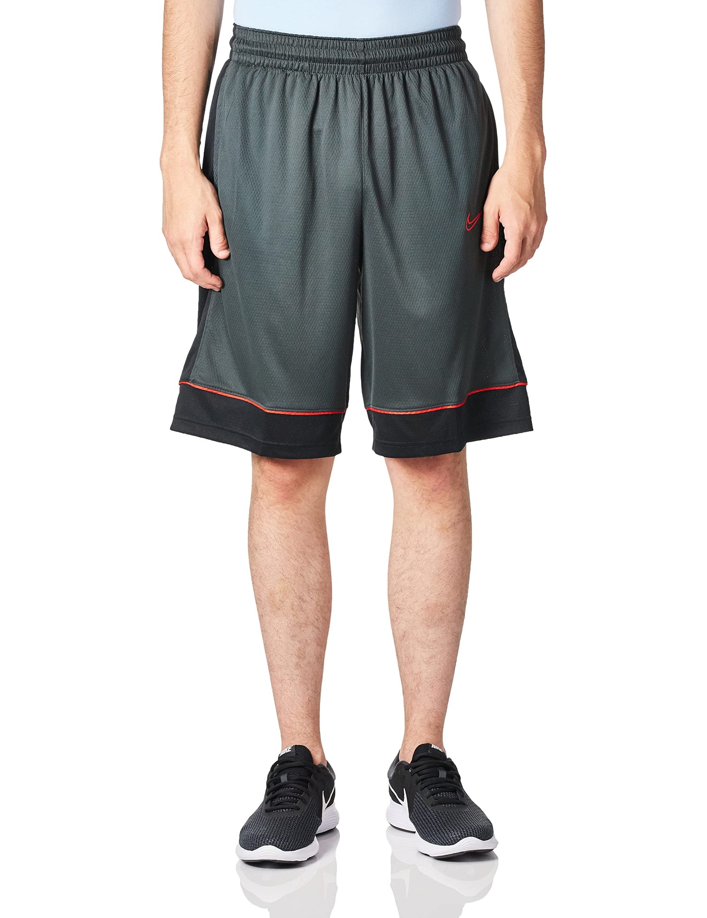 Nike Mens Fastbreak Basketball 11 in Shorts Dk Smoke Grey/Black/University Red Medium - Renee Lane Company