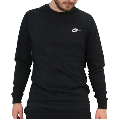 Nike Mens M NSW Club TEE-LS Black/White Medium - Renee Lane Company