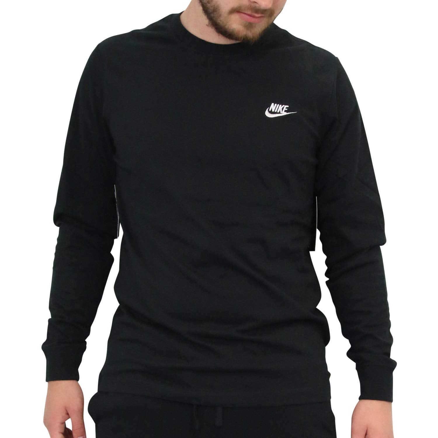Nike Mens M NSW Club TEE-LS Black/White Medium - Renee Lane Company