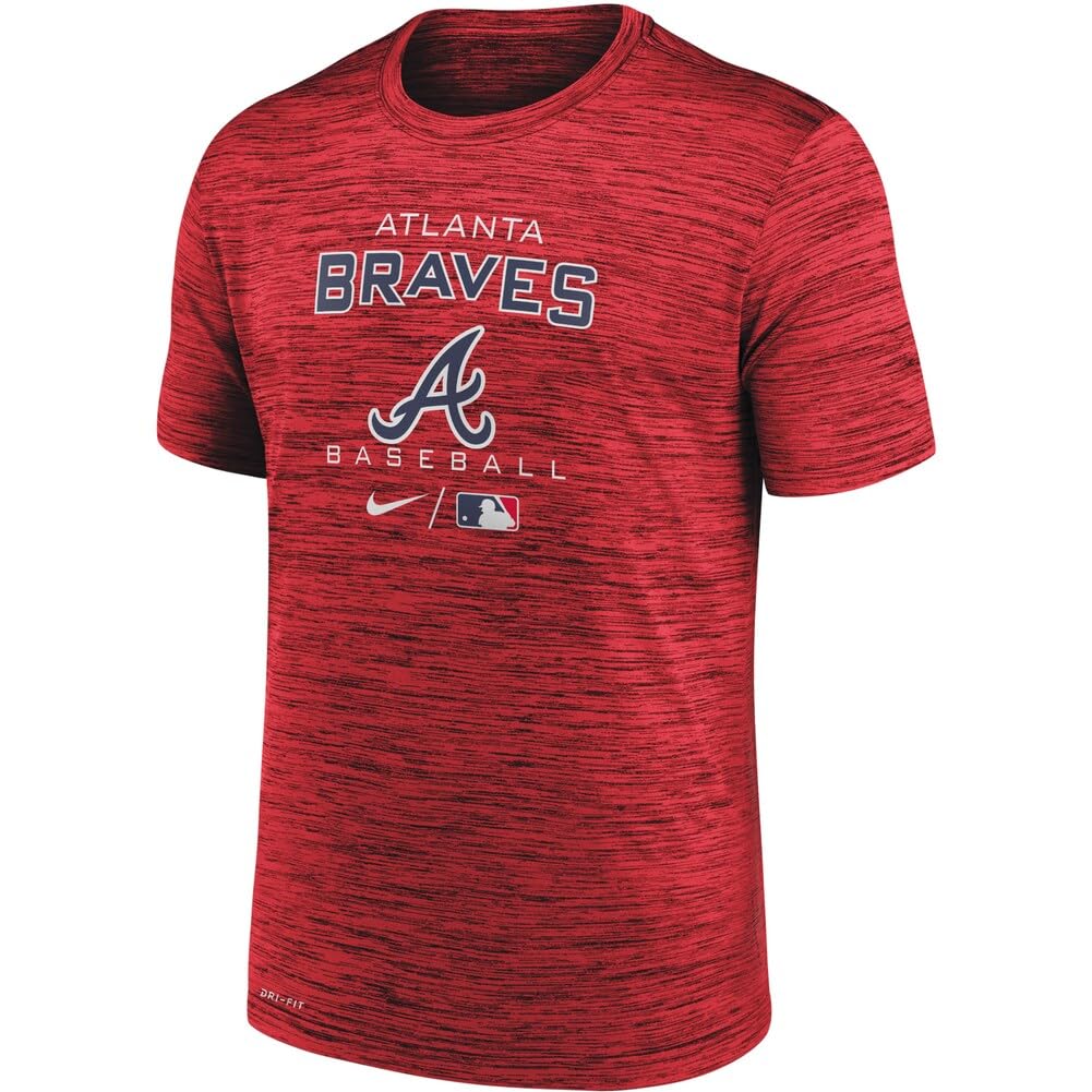Nike Mens MLB Velocity Performance Practice T-Shirt (US Alpha XX-Large Regular Regular Red Atlanta Braves) - Renee Lane Company
