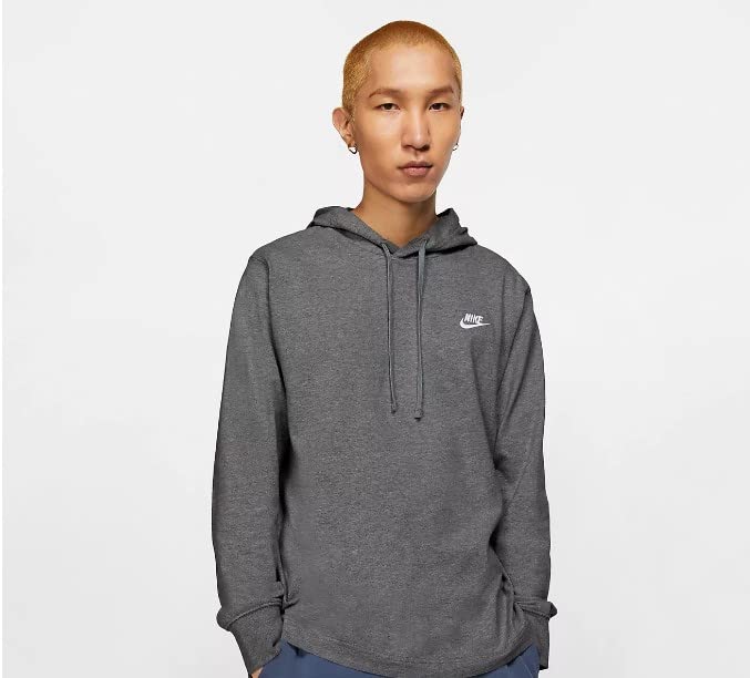 Nike Mens Sportswear Club Jersey Pullover Hoodie Fleece Hoodies for Men Charcoal Heather/White XL - Renee Lane Company