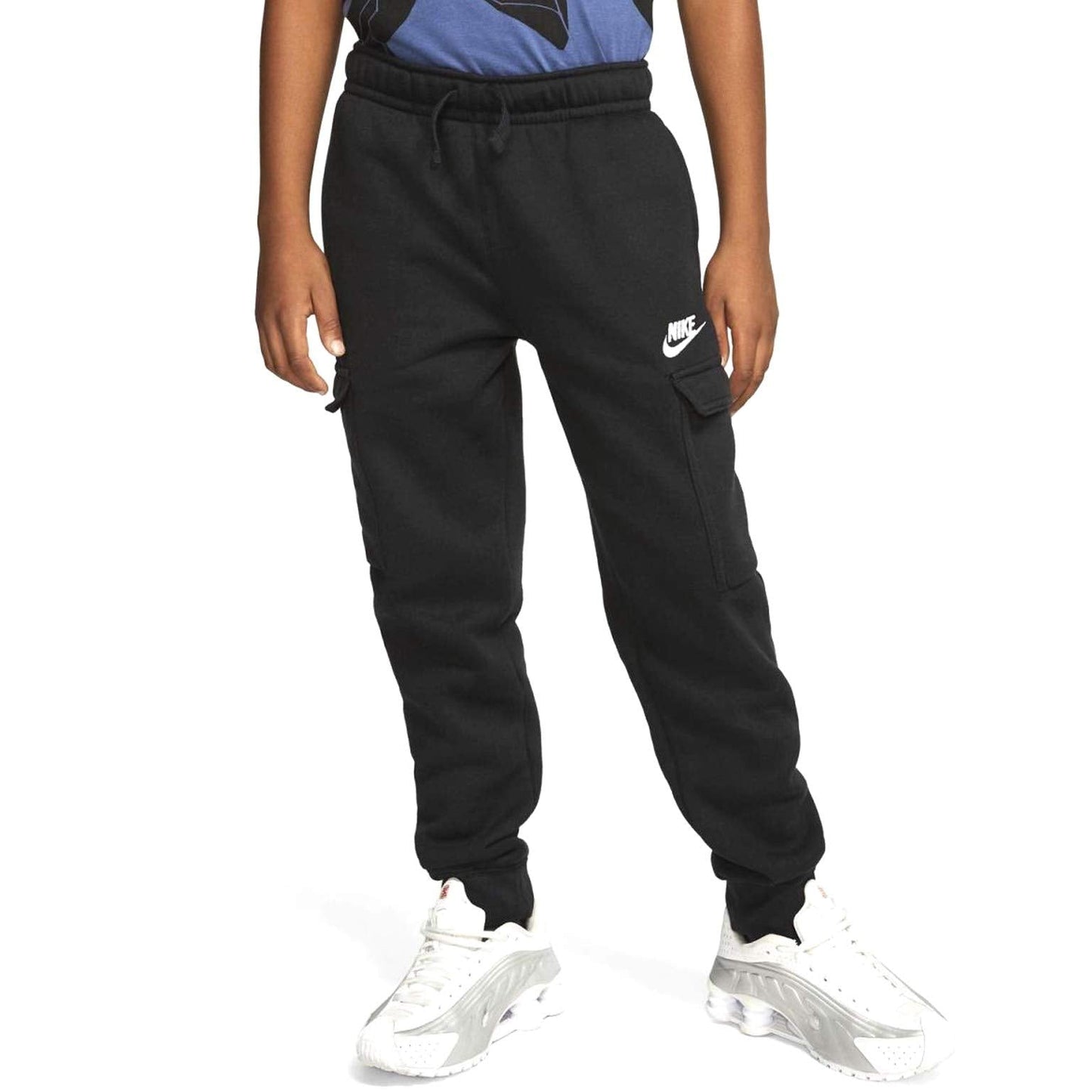 Nike NSW Club Cargo Pants (Big Kids) Black/Black/White - Renee Lane Company
