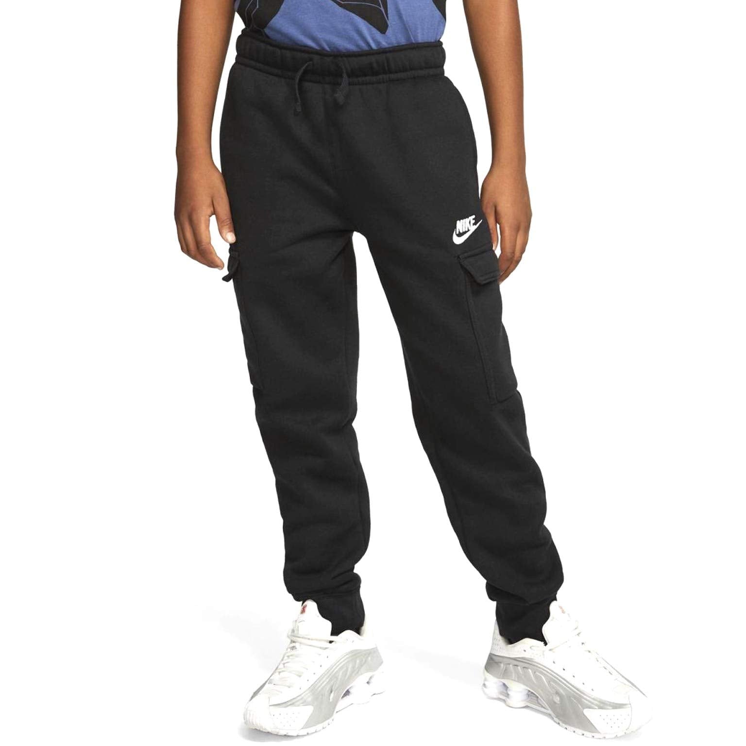 Nike NSW Club Cargo Pants (Big Kids) Black/Black/White - Renee Lane Company