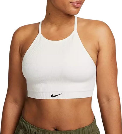 Nike Womens Indy Seamless Ribbed Light-Support Non-Padded Sports Bra (US Alpha Medium Regular Regular White) - Renee Lane Company