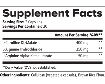 Supplement Facts label panel with serving size and ingredient amounts