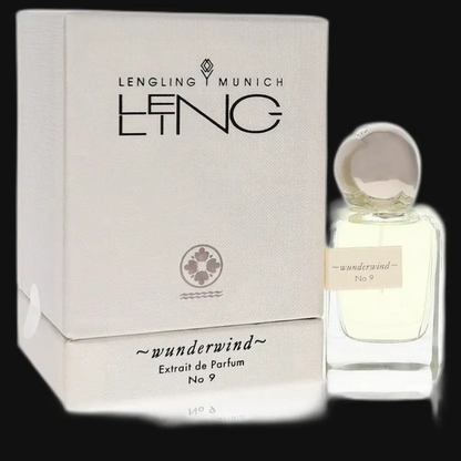 Unisex perfume gift set: off-white box and clear glass bottle with label