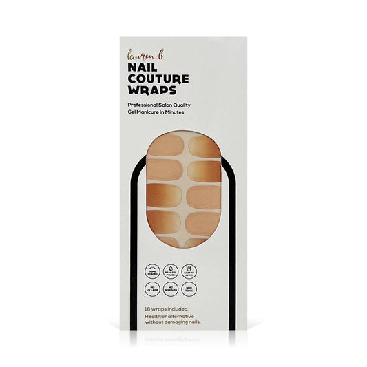 Nude gradient gel nail wraps, package with oval nail design