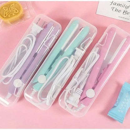 Ceramic mini hair straightener set in pastel colors, multiple irons with cords