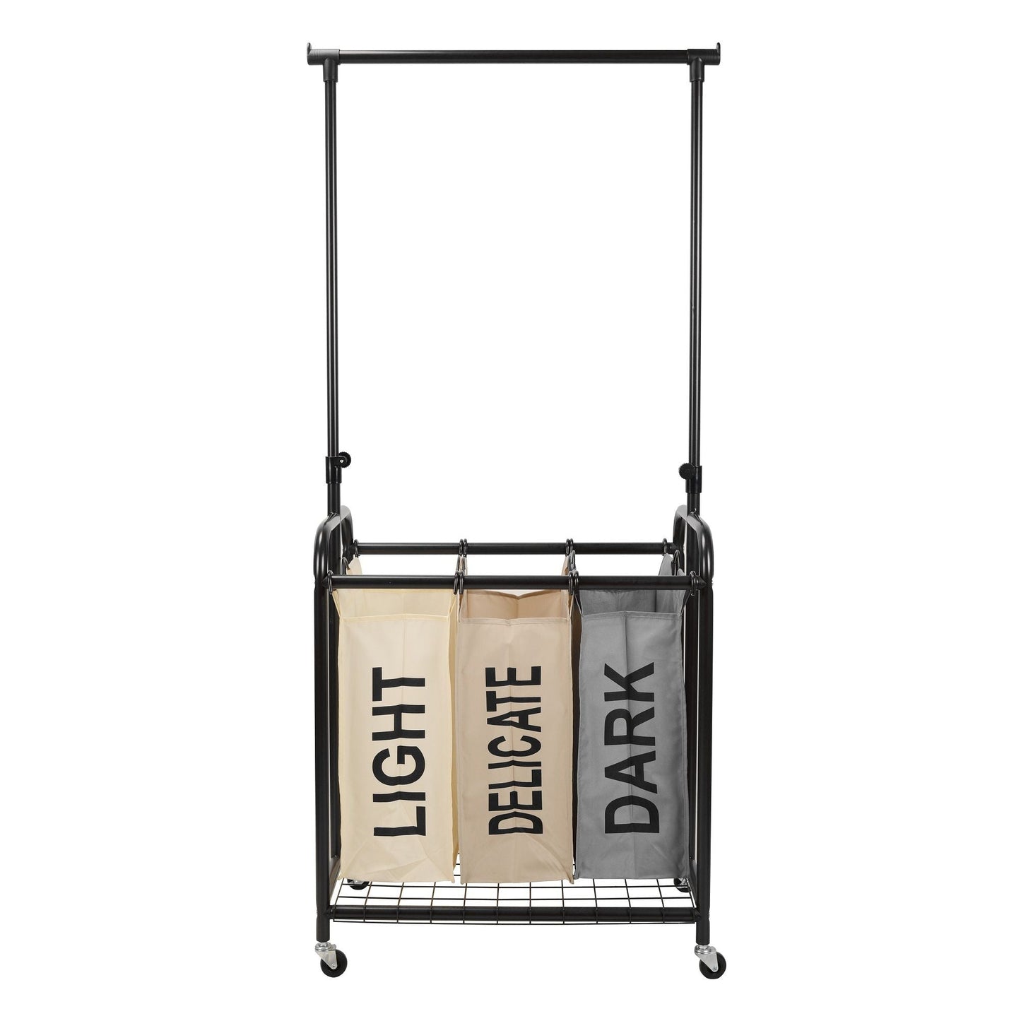 Oceanstar 3-Bag Rolling Laundry Sorter with Adjustable Hanging Bar, Color - Renee Lane Company