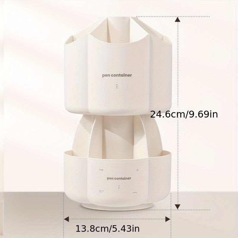 Office Desk 360 ° Rotating Double Layer Pen Holder Stationery Storage Box School Large Capacity Multifunctional Creative Pen Holder - Renee Lane Company