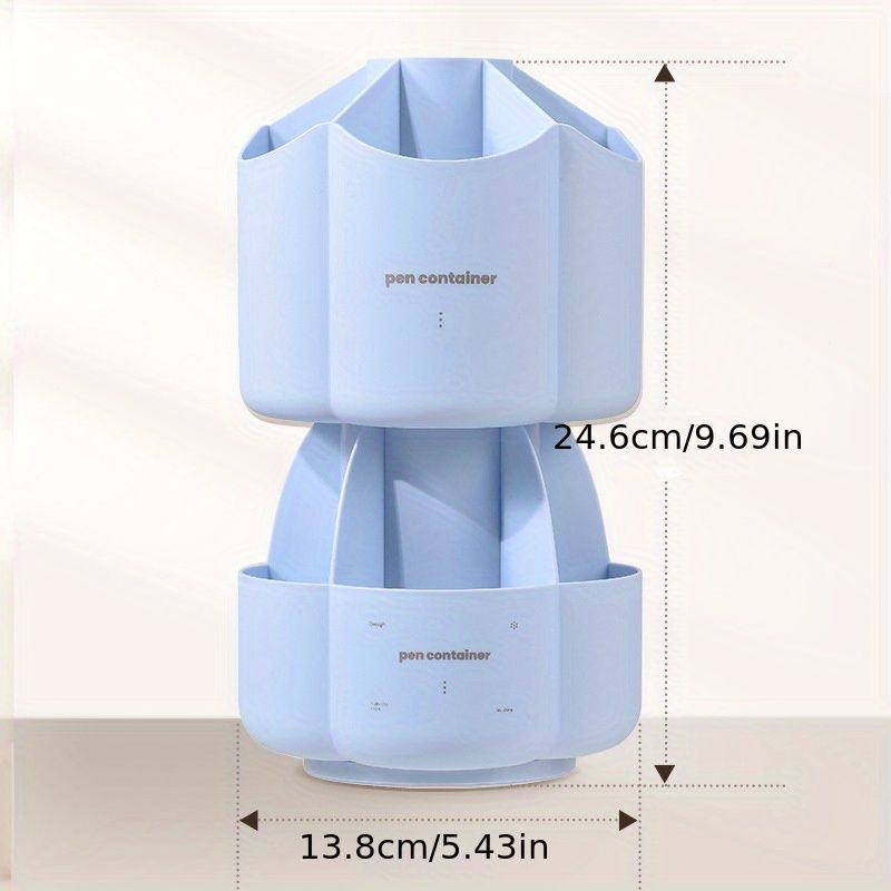 Office Desk 360 ° Rotating Double Layer Pen Holder Stationery Storage Box School Large Capacity Multifunctional Creative Pen Holder - Renee Lane Company