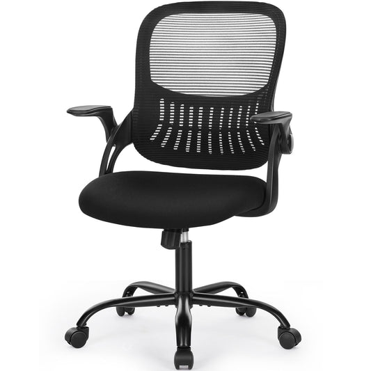 Office Mid Back Ergonomic Mesh Computer Desk Larger Seat Executive Height Adjustable Swivel Task Chair with Lumbar Support - Renee Lane Company