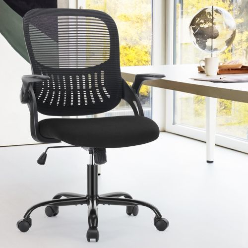 Office Mid Back Ergonomic Mesh Computer Desk Larger Seat Executive Height Adjustable Swivel Task Chair with Lumbar Support - Renee Lane Company