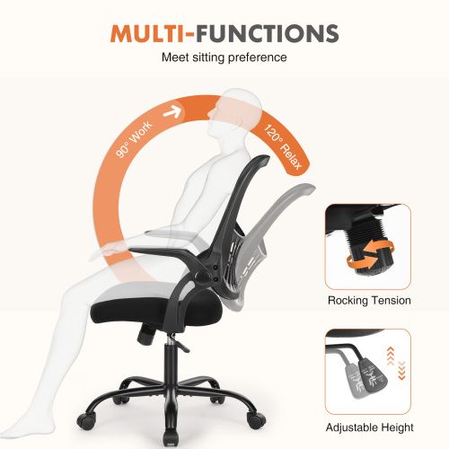 Office Mid Back Ergonomic Mesh Computer Desk Larger Seat Executive Height Adjustable Swivel Task Chair with Lumbar Support - Renee Lane Company