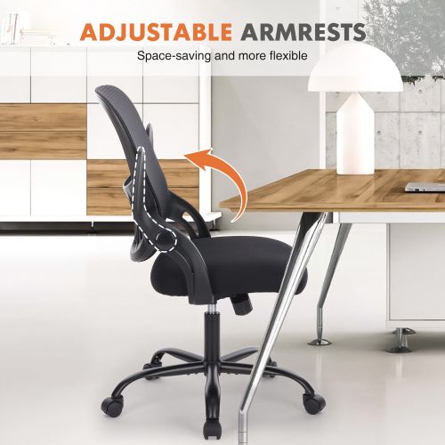 Office Mid Back Ergonomic Mesh Computer Desk Larger Seat Executive Height Adjustable Swivel Task Chair with Lumbar Support - Renee Lane Company