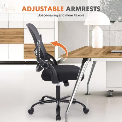 Office Mid Back Ergonomic Mesh Computer Desk Larger Seat Executive Height Adjustable Swivel Task Chair with Lumbar Support - Renee Lane Company