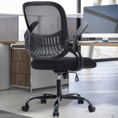 Office Mid Back Ergonomic Mesh Computer Desk Larger Seat Executive Height Adjustable Swivel Task Chair with Lumbar Support - Renee Lane Company