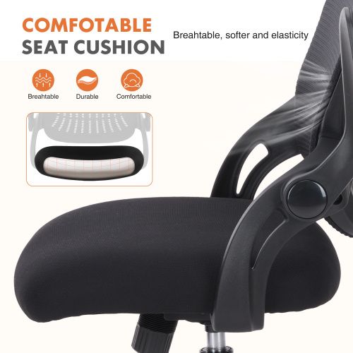 Office Mid Back Ergonomic Mesh Computer Desk Larger Seat Executive Height Adjustable Swivel Task Chair with Lumbar Support - Renee Lane Company