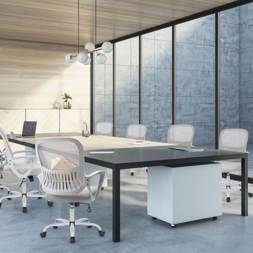 Office Mid Back Ergonomic Mesh Computer Desk Larger Seat Executive Height Adjustable Swivel Task Chair with Lumbar Support - Renee Lane Company