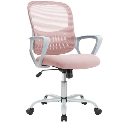 Office Mid Back Ergonomic Mesh Computer Desk Larger Seat Executive Height Adjustable Swivel Task Chair with Lumbar Support - Renee Lane Company