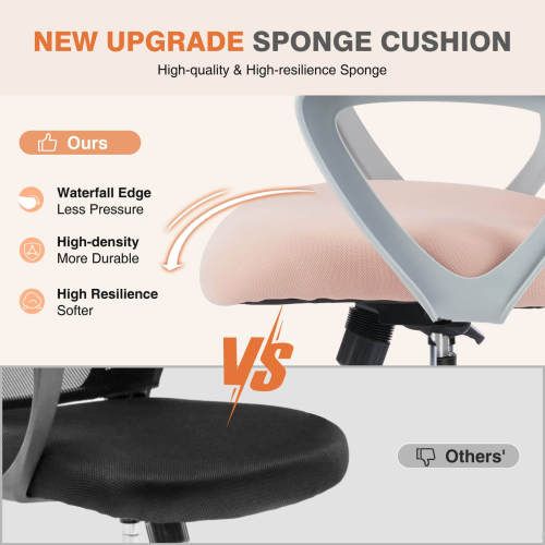 Office Mid Back Ergonomic Mesh Computer Desk Larger Seat Executive Height Adjustable Swivel Task Chair with Lumbar Support - Renee Lane Company