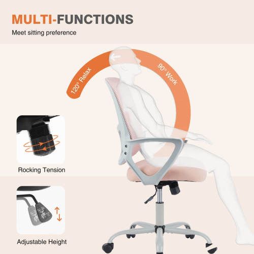 Office Mid Back Ergonomic Mesh Computer Desk Larger Seat Executive Height Adjustable Swivel Task Chair with Lumbar Support - Renee Lane Company