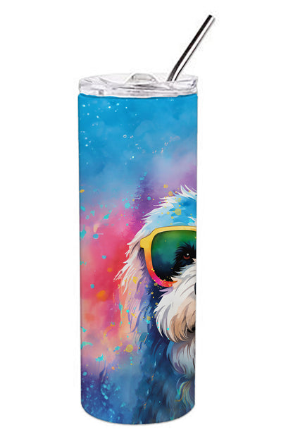 Old English Sheepdog Hippie Dawg Stainless Steel Skinny Tumbler Vacuum Double Walled Reusable Insulated Tumbler Travel Cup for Coffee Cocktails Gift with Lid, 20 oz - Renee Lane Company