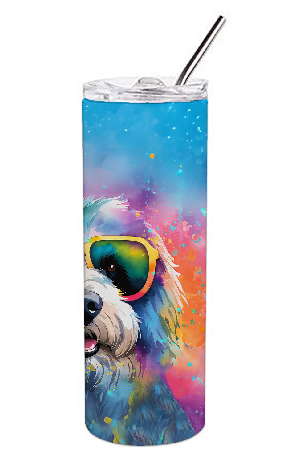 Old English Sheepdog Hippie Dawg Stainless Steel Skinny Tumbler Vacuum Double Walled Reusable Insulated Tumbler Travel Cup for Coffee Cocktails Gift with Lid, 20 oz - Renee Lane Company