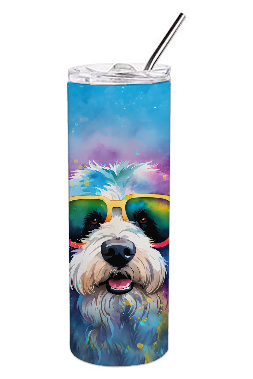 Old English Sheepdog Hippie Dawg Stainless Steel Skinny Tumbler Vacuum Double Walled Reusable Insulated Tumbler Travel Cup for Coffee Cocktails Gift with Lid, 20 oz - Renee Lane Company