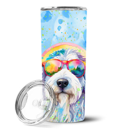 Old English Sheepdog Hippie Dawg Stainless Steel Skinny Tumbler Vacuum Double Walled Reusable Insulated Tumbler Travel Cup for Coffee Cocktails Gift with Lid, 20 oz - Renee Lane Company