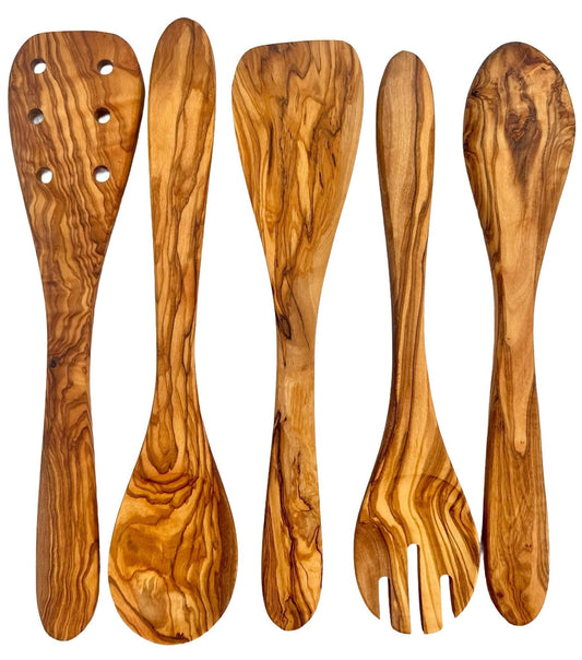 Olive Wood Kitchen Servers Set -5 pcs - Renee Lane Company