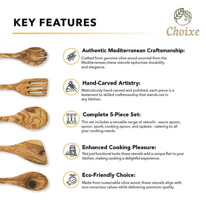 Olive Wood Kitchen Servers Set -5 pcs - Renee Lane Company