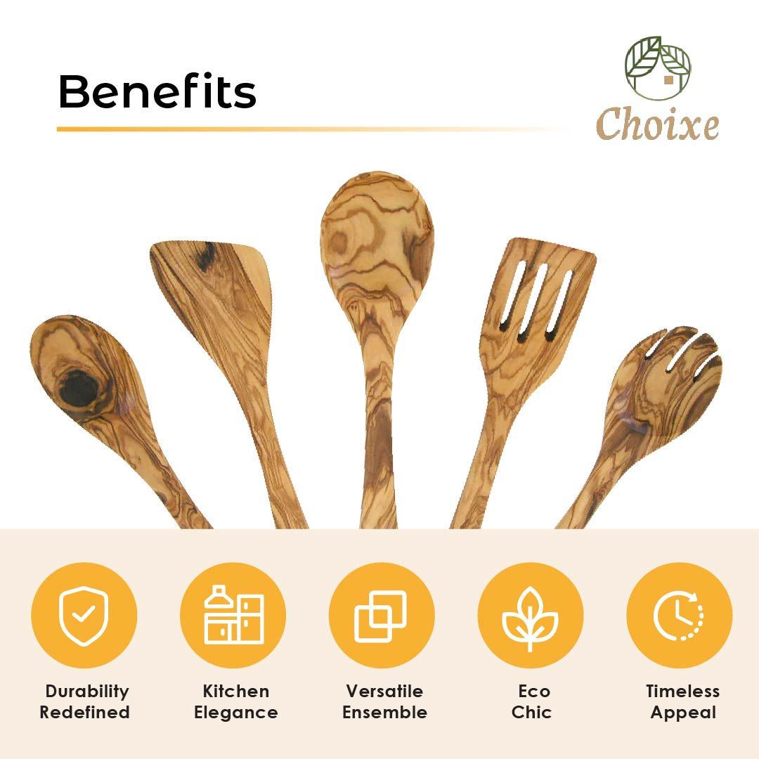 Olive Wood Kitchen Servers Set -5 pcs - Renee Lane Company