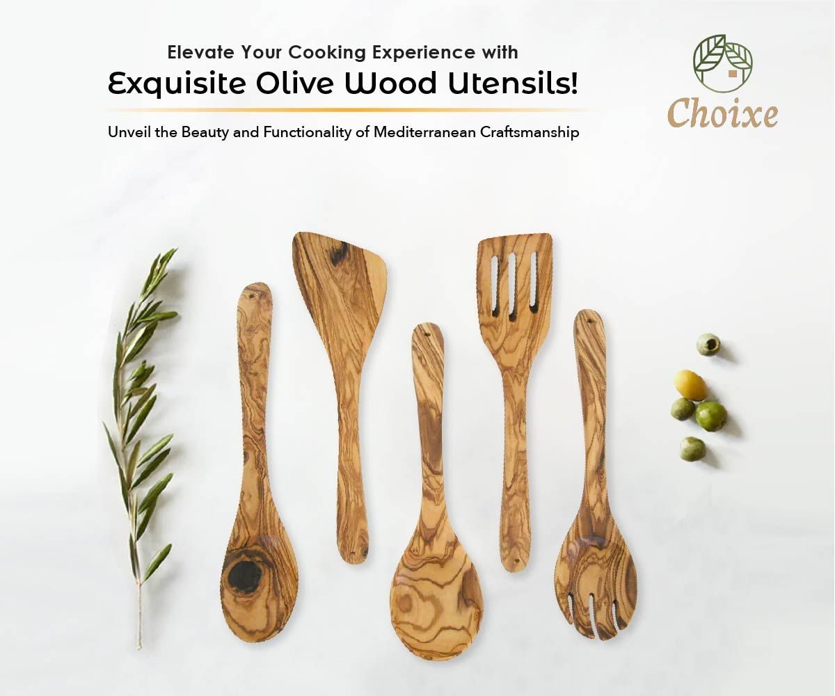 Olive Wood Kitchen Servers Set -5 pcs - Renee Lane Company