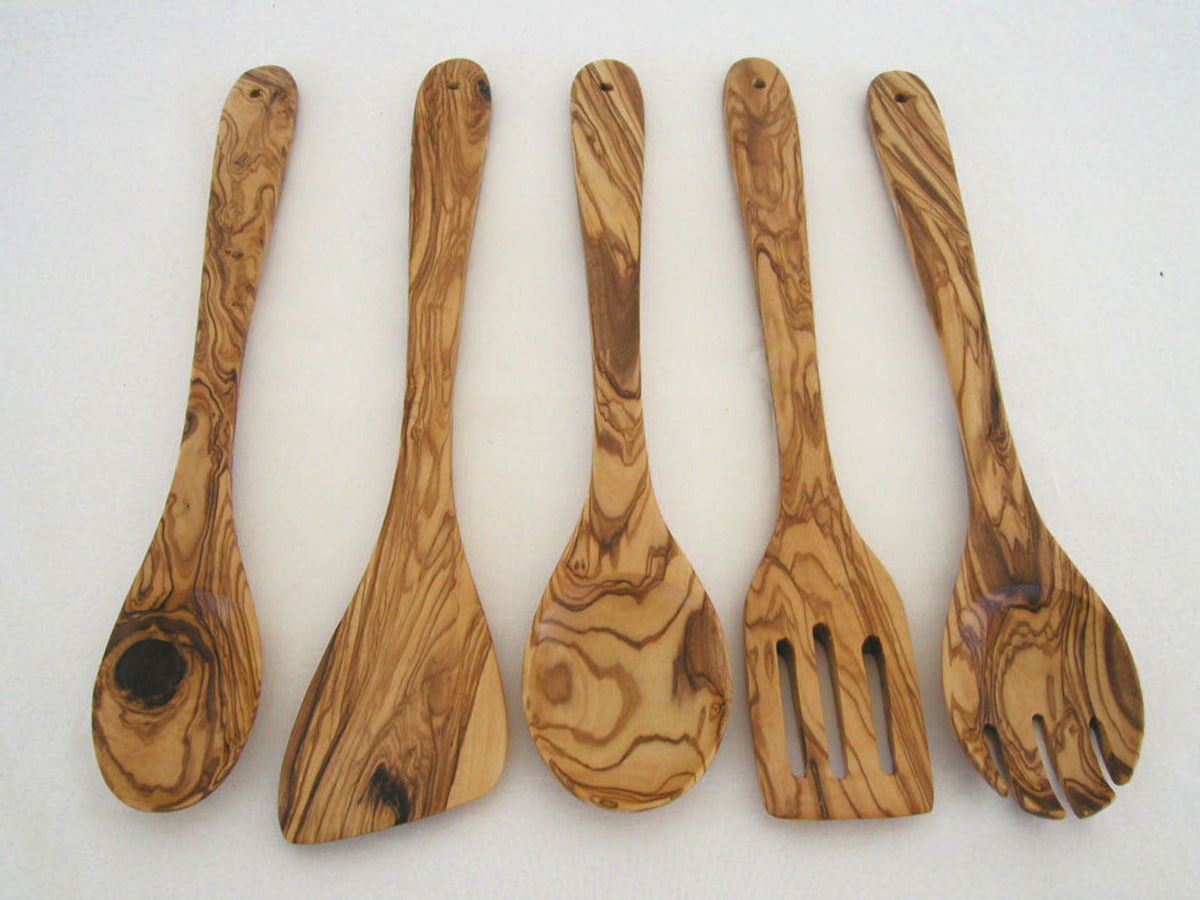 Olive Wood Kitchen Servers Set -5 pcs - Renee Lane Company