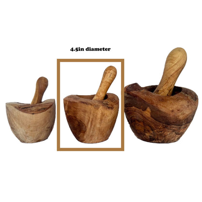 Olive Wood Rustic Mortar and Pestle - Renee Lane Company