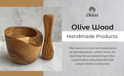 Olive Wood Rustic Mortar and Pestle - Renee Lane Company