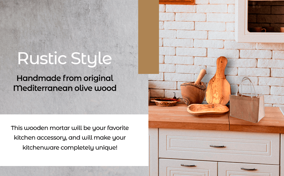 Olive Wood Rustic Mortar and Pestle - Renee Lane Company