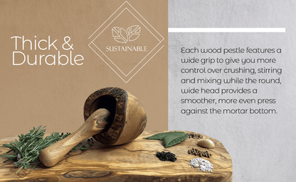 Olive Wood Rustic Mortar and Pestle - Renee Lane Company