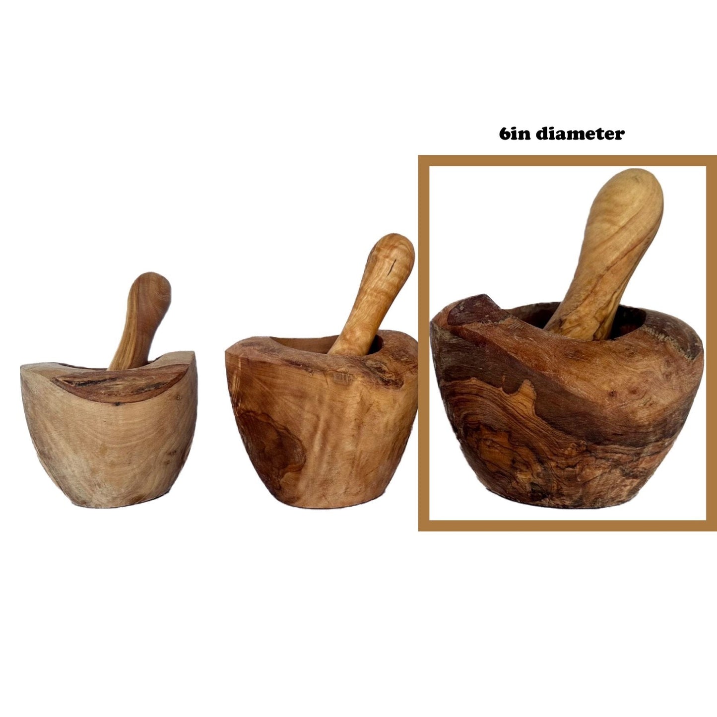 Olive Wood Rustic Mortar and Pestle - Renee Lane Company