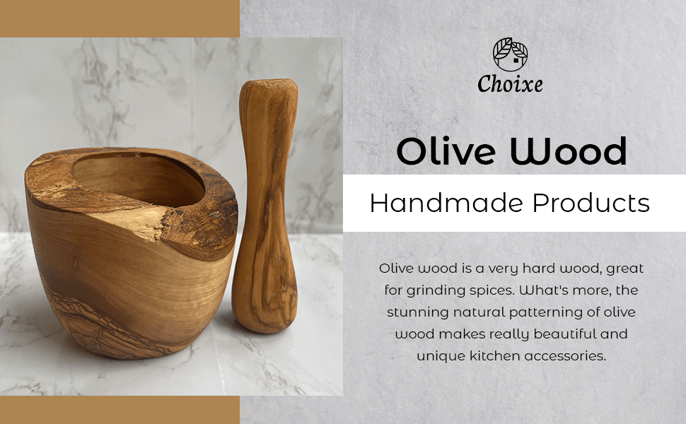 Olive Wood Rustic Mortar and Pestle - Renee Lane Company
