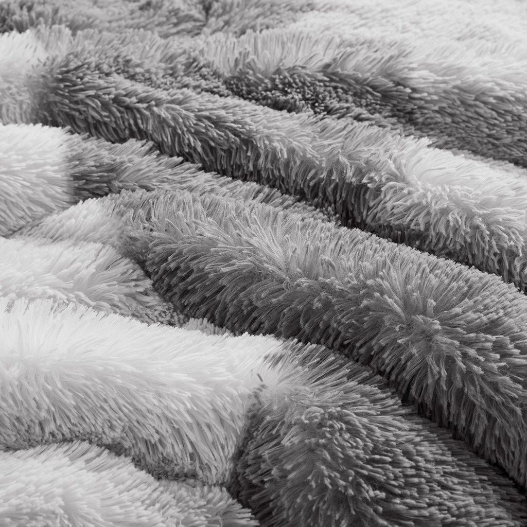 Ombre Shaggy Faux Fur Comforter Set - Renee Lane Company