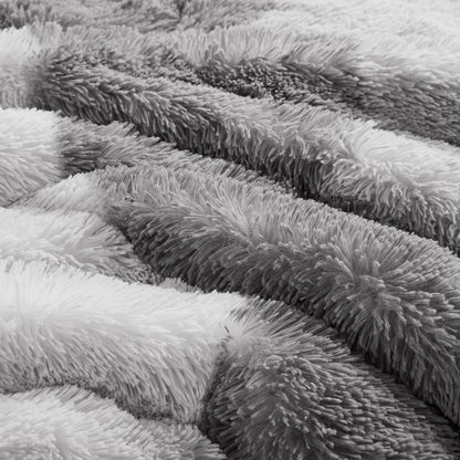 Ombre Shaggy Faux Fur Comforter Set - Renee Lane Company