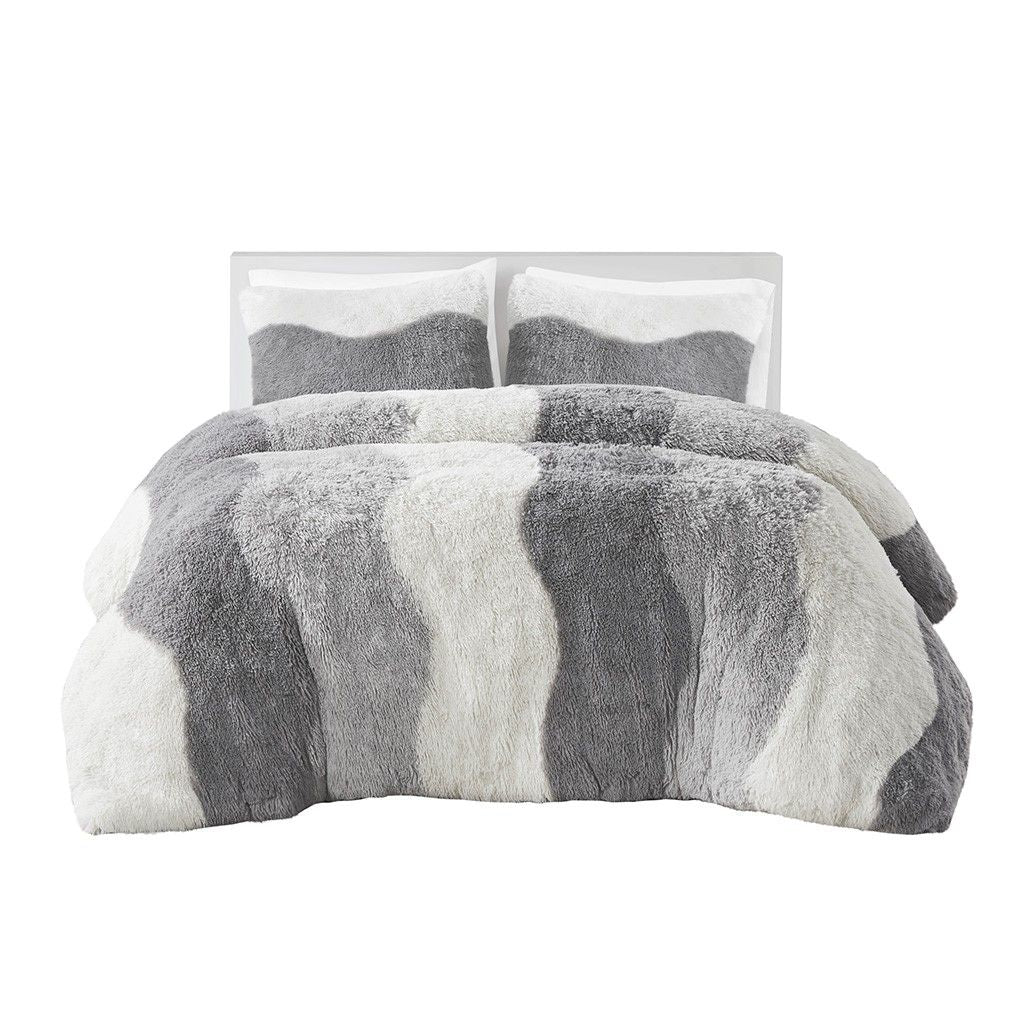 Ombre Shaggy Faux Fur Comforter Set - Renee Lane Company